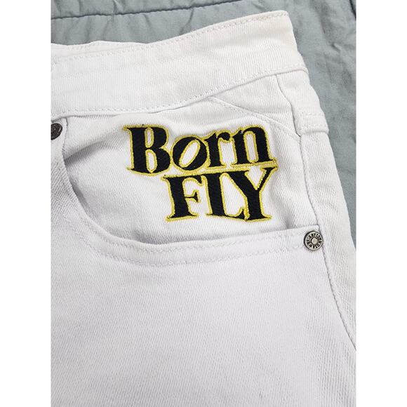 Born Fly Shorts Mens 38 white cotton Denim Jean  Skater Streetwear New york - Picture 5 of 15